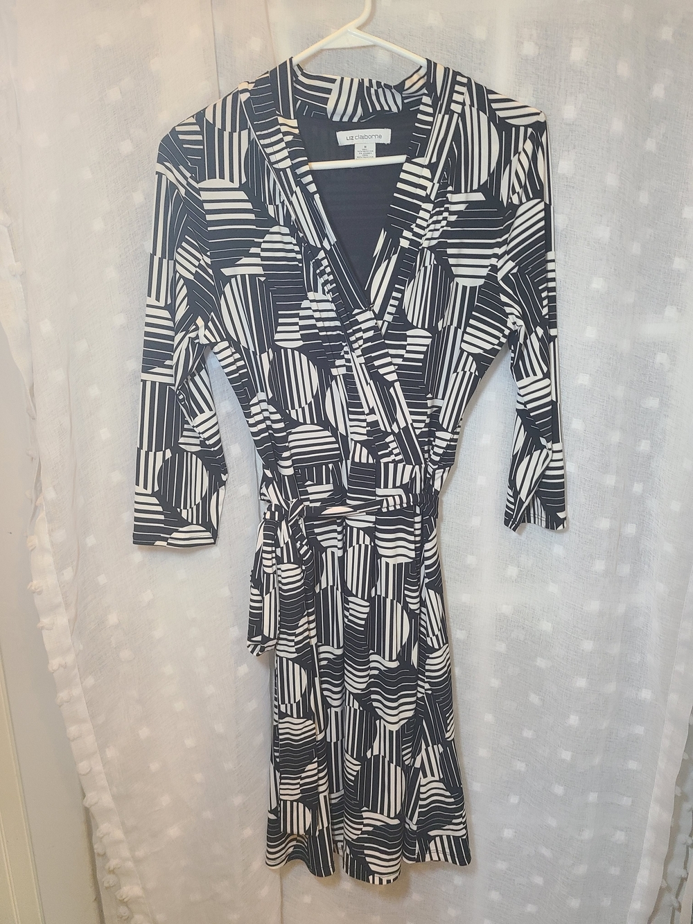 Liz Claiborne Black & White Wrap Dress